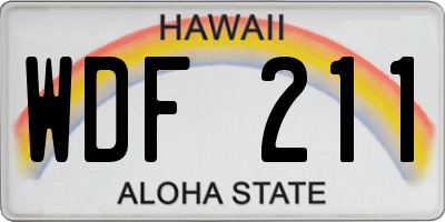 HI license plate WDF211