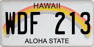 HI license plate WDF213