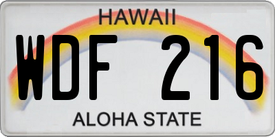 HI license plate WDF216