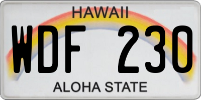 HI license plate WDF230