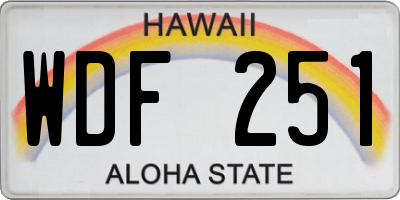HI license plate WDF251