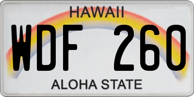 HI license plate WDF260
