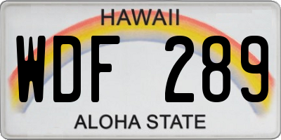 HI license plate WDF289