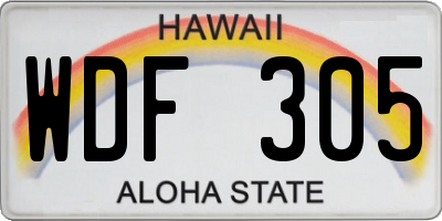 HI license plate WDF305