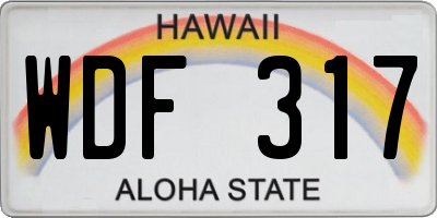HI license plate WDF317