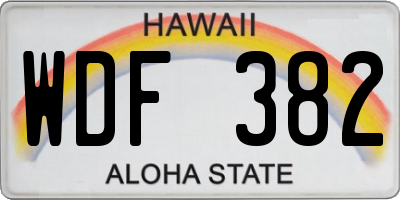 HI license plate WDF382