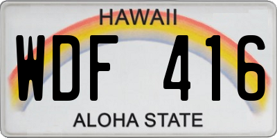 HI license plate WDF416
