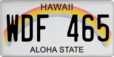 HI license plate WDF465