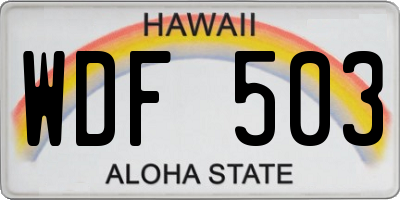 HI license plate WDF503
