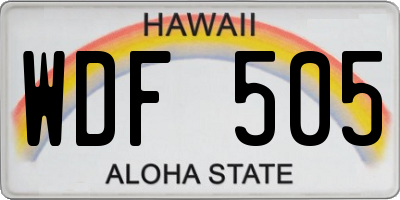 HI license plate WDF505