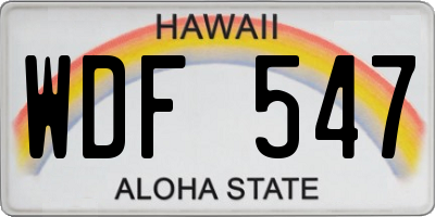 HI license plate WDF547