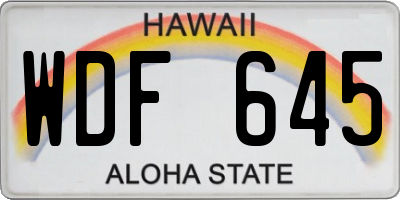 HI license plate WDF645