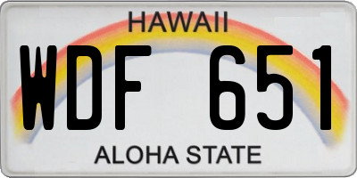 HI license plate WDF651