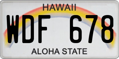 HI license plate WDF678