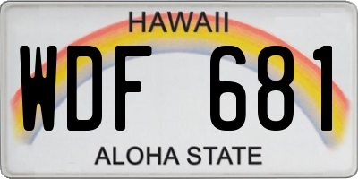 HI license plate WDF681