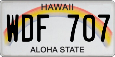 HI license plate WDF707