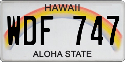 HI license plate WDF747