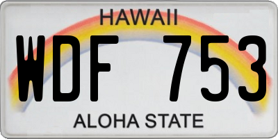 HI license plate WDF753