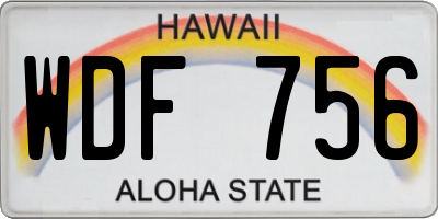 HI license plate WDF756