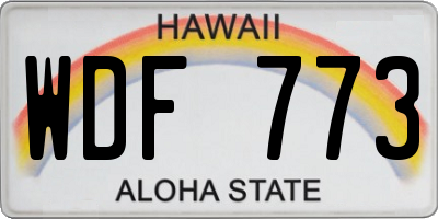 HI license plate WDF773