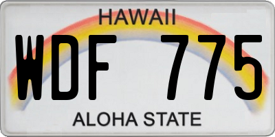 HI license plate WDF775