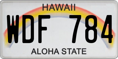 HI license plate WDF784