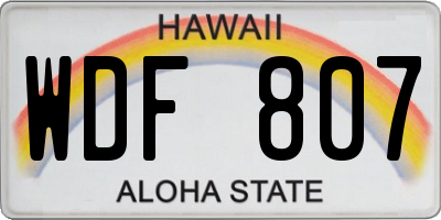 HI license plate WDF807