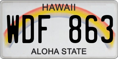 HI license plate WDF863