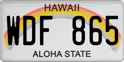 HI license plate WDF865