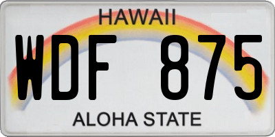 HI license plate WDF875