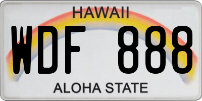 HI license plate WDF888