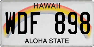 HI license plate WDF898