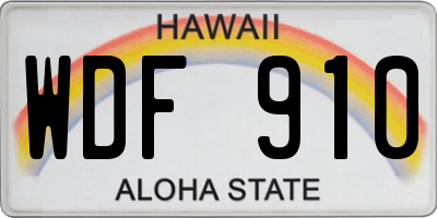HI license plate WDF910