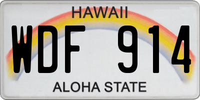 HI license plate WDF914