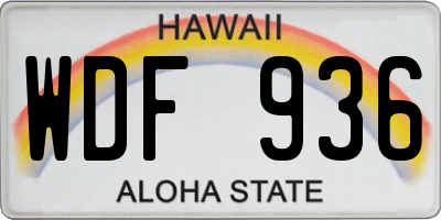 HI license plate WDF936
