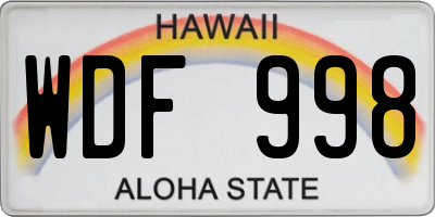 HI license plate WDF998