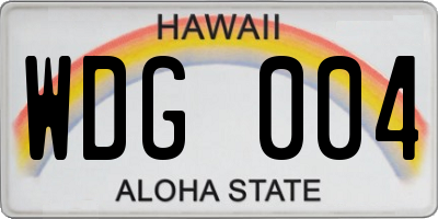 HI license plate WDG004