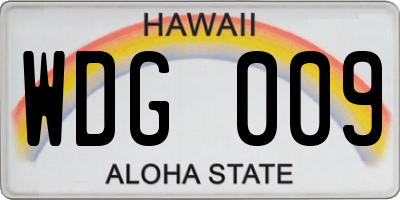 HI license plate WDG009