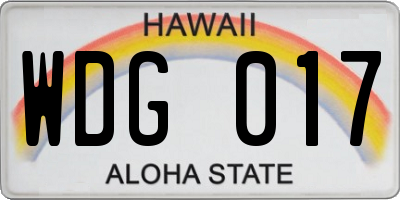 HI license plate WDG017