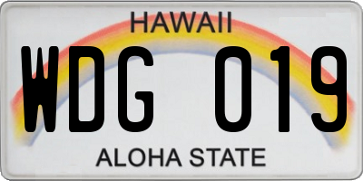 HI license plate WDG019
