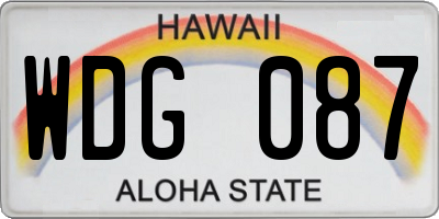 HI license plate WDG087