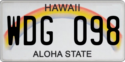 HI license plate WDG098