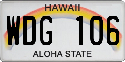 HI license plate WDG106