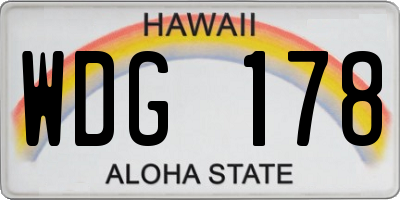 HI license plate WDG178