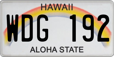 HI license plate WDG192