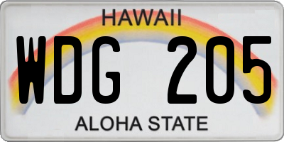 HI license plate WDG205