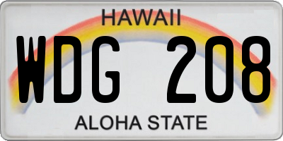 HI license plate WDG208