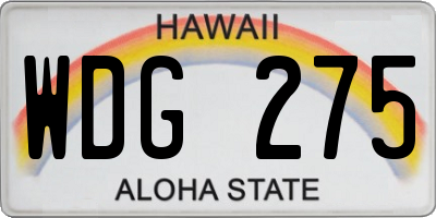 HI license plate WDG275