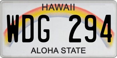 HI license plate WDG294