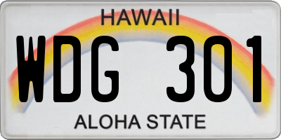 HI license plate WDG301
